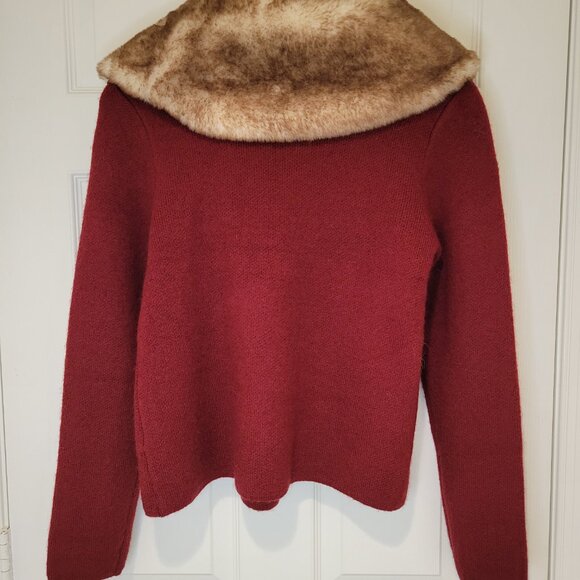 ELLEN TRACY Faux Fur Collar Cardigan NWT - Picture 9 of 10